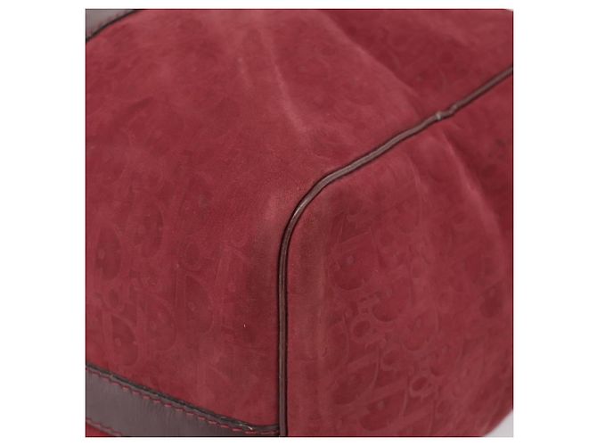 Christian Dior Trotter Canvas Boston Bag Wildleder Rot Gold Auth ka5703 Golden - Ansicht 15