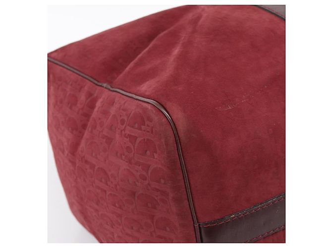 Christian Dior Trotter Canvas Boston Bag Wildleder Rot Gold Auth ka5703 Golden - Ansicht 16