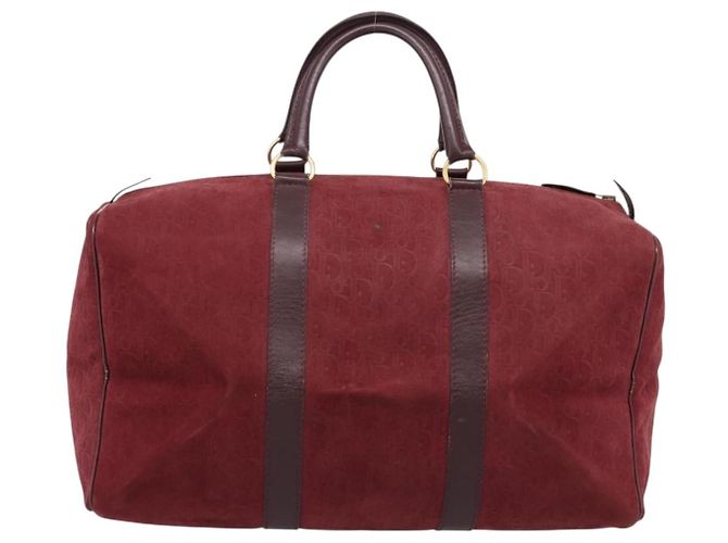 Christian Dior Trotter Canvas Boston Bag Wildleder Rot Gold Auth ka5703 Golden - Ansicht 2