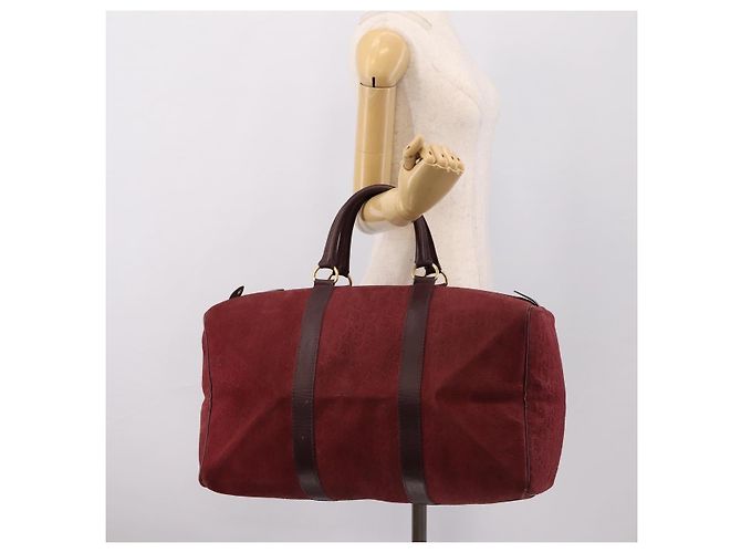 Christian Dior Trotter Canvas Boston Bag Wildleder Rot Gold Auth ka5703 Golden - Ansicht 20