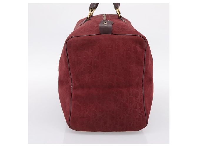Christian Dior Trotter Canvas Boston Bag Wildleder Rot Gold Auth ka5703 Golden - Ansicht 3