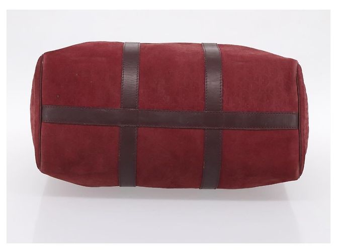 Christian Dior Trotter Canvas Boston Bag Wildleder Rot Gold Auth ka5703 Golden - Ansicht 5