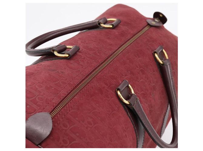 Christian Dior Trotter Canvas Boston Bag Wildleder Rot Gold Auth ka5703 Golden - Ansicht 6
