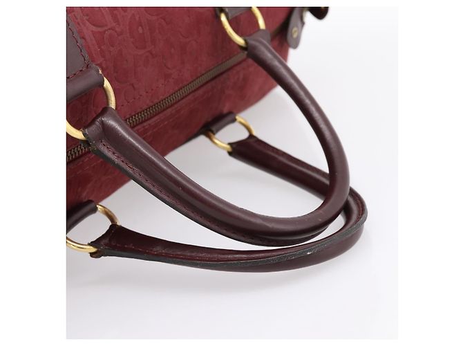 Christian Dior Trotter Canvas Boston Bag Wildleder Rot Gold Auth ka5703 Golden - Ansicht 7