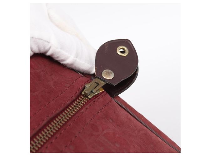 Christian Dior Trotter Canvas Boston Bag Wildleder Rot Gold Auth ka5703 Golden - Ansicht 9