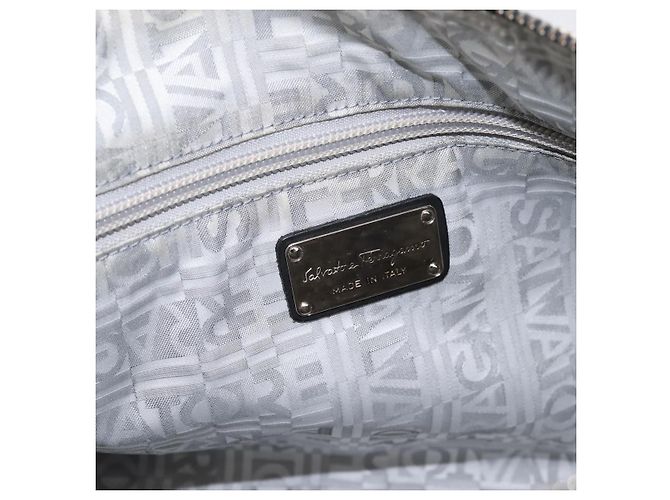 Borsa Salvatore Ferragamo Canvas 2way White Silver Auth 198313A Argento Bianco - vista 19