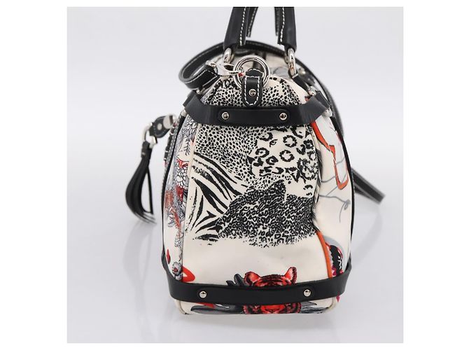 Borsa Salvatore Ferragamo Canvas 2way White Silver Auth 198313A Argento Bianco - vista 4