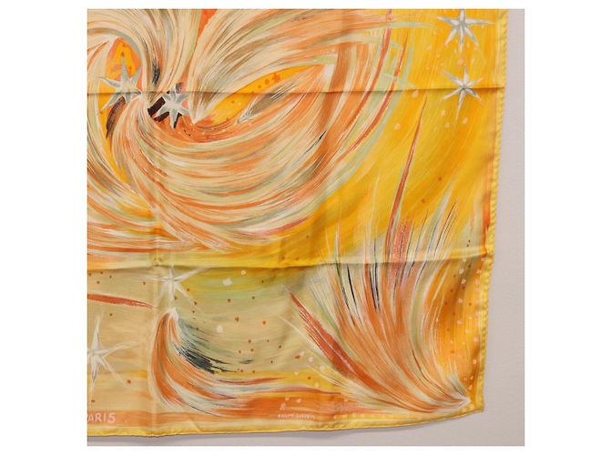 Hermès Foulard HERMES Carre 90 "FEUX DU CIEL" Seta Giallo Auth 196844M - vista 10