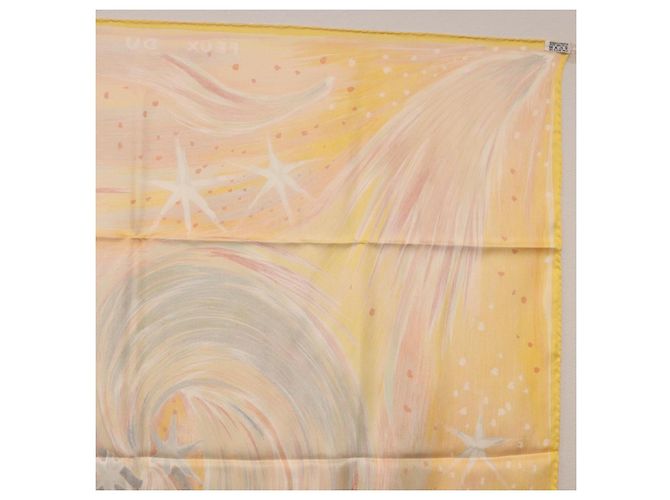 Hermès Foulard HERMES Carre 90 "FEUX DU CIEL" Seta Giallo Auth 196844M - vista 18