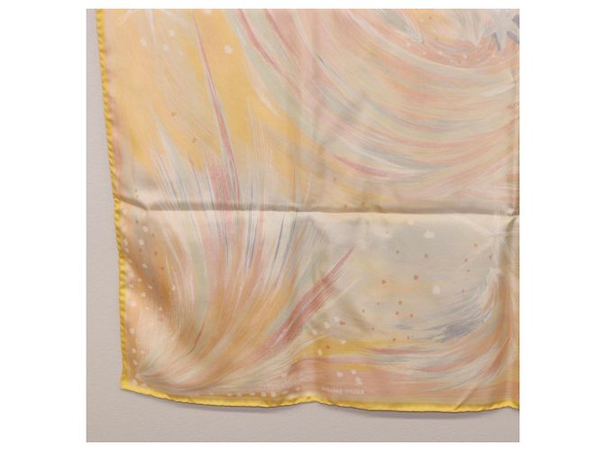 Hermès Foulard HERMES Carre 90 "FEUX DU CIEL" Seta Giallo Auth 196844M - vista 22