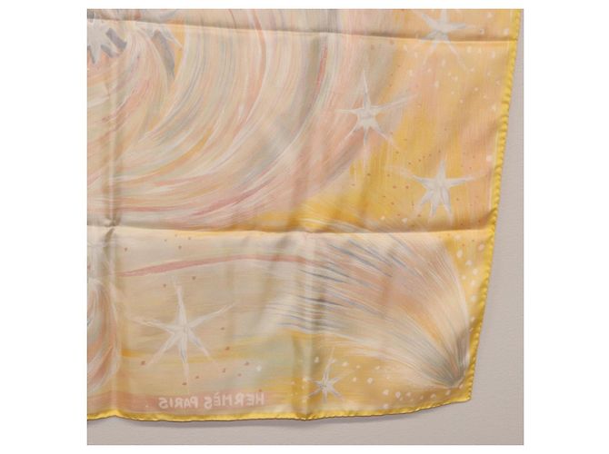 Hermès Foulard HERMES Carre 90 "FEUX DU CIEL" Seta Giallo Auth 196844M - vista 24