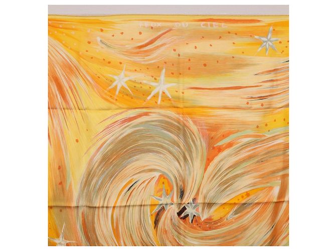 Hermès Foulard HERMES Carre 90 "FEUX DU CIEL" Seta Giallo Auth 196844M - vista 3