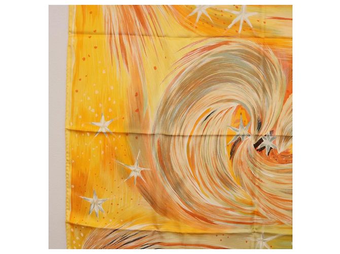 Hermès Foulard HERMES Carre 90 "FEUX DU CIEL" Seta Giallo Auth 196844M - vista 5