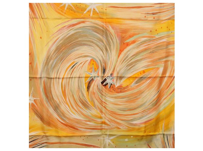 Hermès Foulard HERMES Carre 90 "FEUX DU CIEL" Seta Giallo Auth 196844M - vista 6