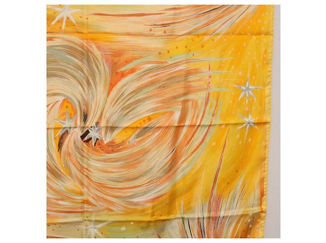 Hermès Foulard HERMES Carre 90 "FEUX DU CIEL" Seta Giallo Auth 196844M - vista 7