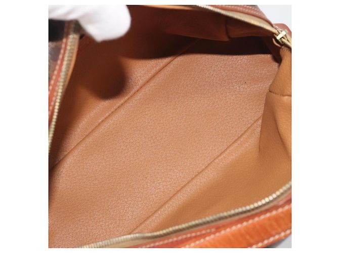 Céline Borsa a mano CELINE Macadam Canvas PVC Leather Brown Gold Auth mr2825 Marrone D'oro - vista 11