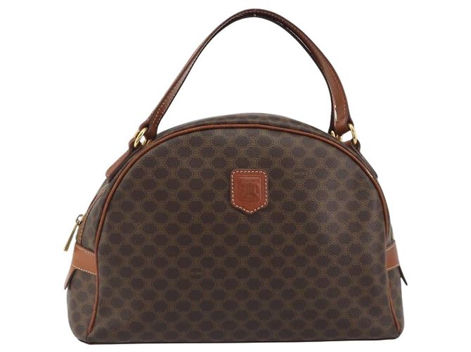 Céline Borsa a mano CELINE Macadam Canvas PVC Leather Brown Gold Auth mr2825 Marrone D'oro - vista 13