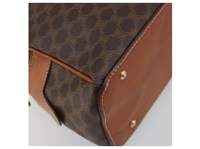 Céline Borsa a mano CELINE Macadam Canvas PVC Leather Brown Gold Auth mr2825 Marrone D'oro - vista 14