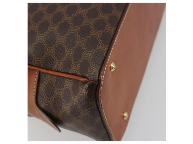 Céline Borsa a mano CELINE Macadam Canvas PVC Leather Brown Gold Auth mr2825 Marrone D'oro - vista 16