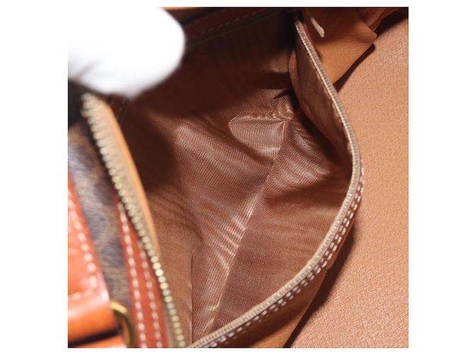 Céline Borsa a mano CELINE Macadam Canvas PVC Leather Brown Gold Auth mr2825 Marrone D'oro - vista 22