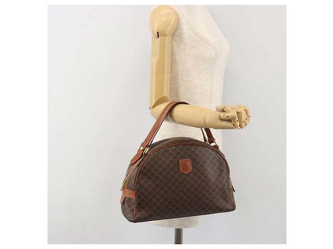 Céline Borsa a mano CELINE Macadam Canvas PVC Leather Brown Gold Auth mr2825 Marrone D'oro - vista 23