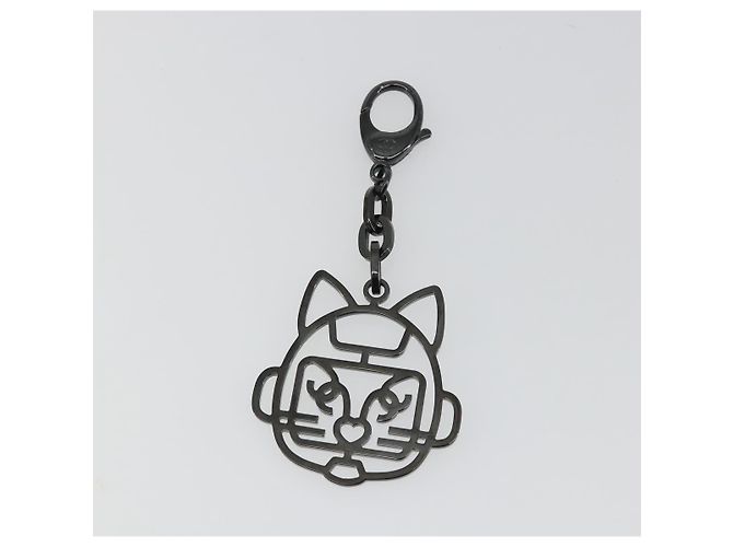 CHANEL Robot Katze Schlüsselanhänger Metall Schwarz CC Auth BA15043M - Ansicht 6