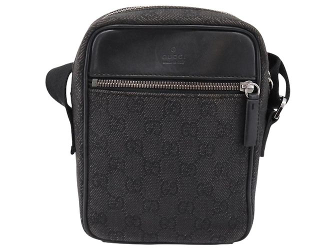 Borsa a tracolla GUCCI GG Canvas Nero Argento 101680 Auth ka5778 - vista 13