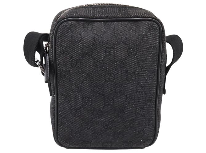 Borsa a tracolla GUCCI GG Canvas Nero Argento 101680 Auth ka5778 - vista 2
