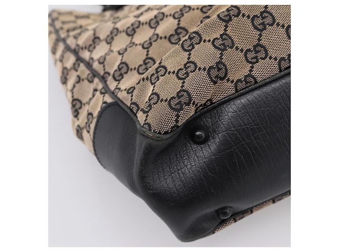Borsa a mano GUCCI GG Canvas Bamboo Beige Nero 112530 Auth ep15670 - vista 14