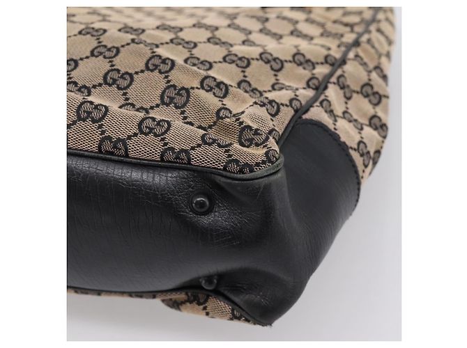 Borsa a mano GUCCI GG Canvas Bamboo Beige Nero 112530 Auth ep15670 - vista 15
