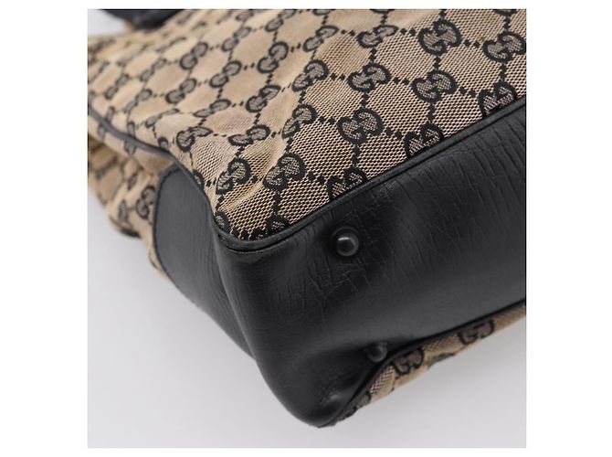 Borsa a mano GUCCI GG Canvas Bamboo Beige Nero 112530 Auth ep15670 - vista 16