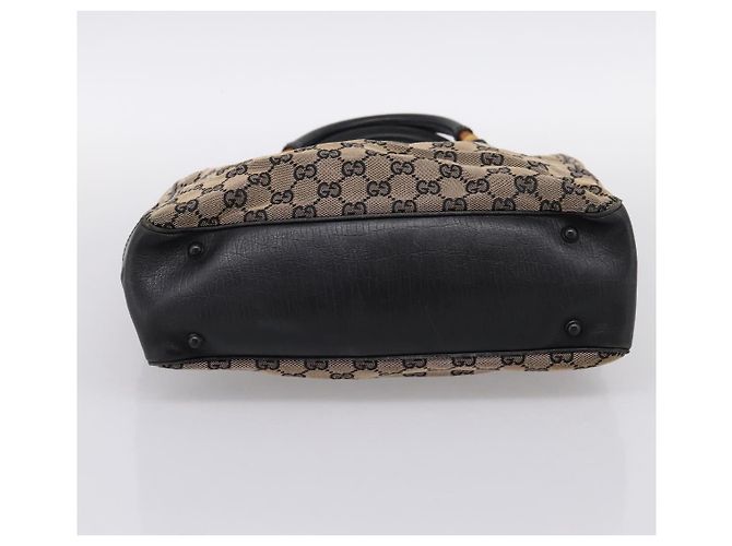 Borsa a mano GUCCI GG Canvas Bamboo Beige Nero 112530 Auth ep15670 - vista 5