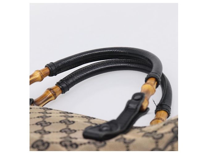 Borsa a mano GUCCI GG Canvas Bamboo Beige Nero 112530 Auth ep15670 - vista 8