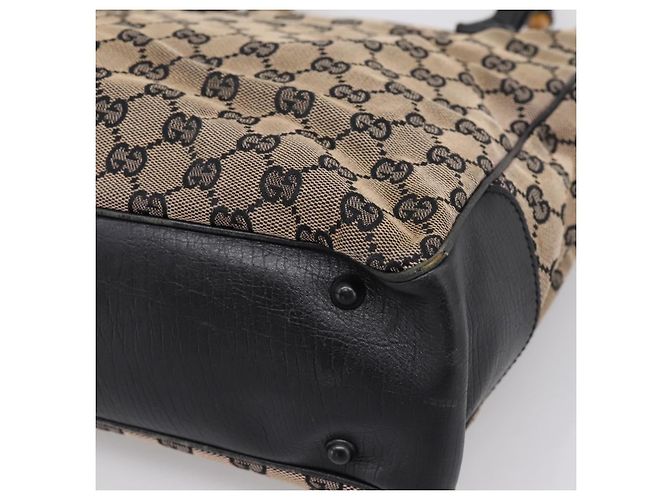 Borsa a mano GUCCI GG Canvas Bamboo Beige Nero 112530 Auth ep15670 - vista 9