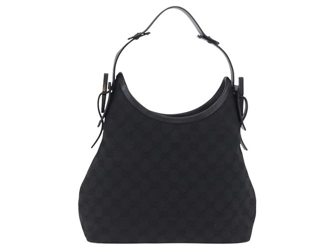 Borsa a Tracolla GUCCI GG Canvas Nera 107752 Auth 197311V Nero - vista 2
