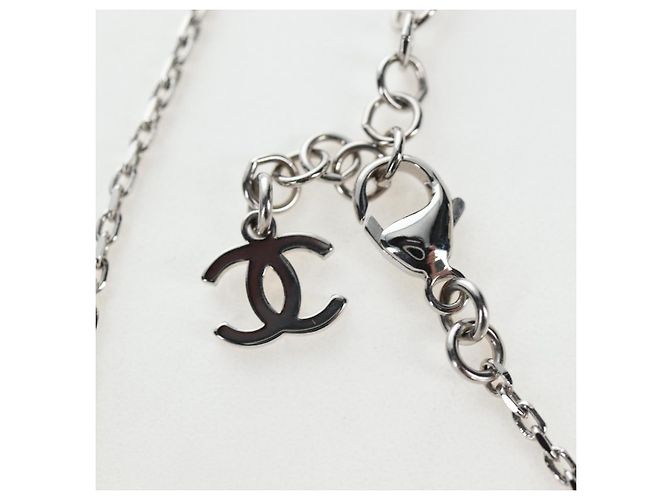 Collana CHANEL COCO Metallo Argento CC Auth 196476SAM - vista 12