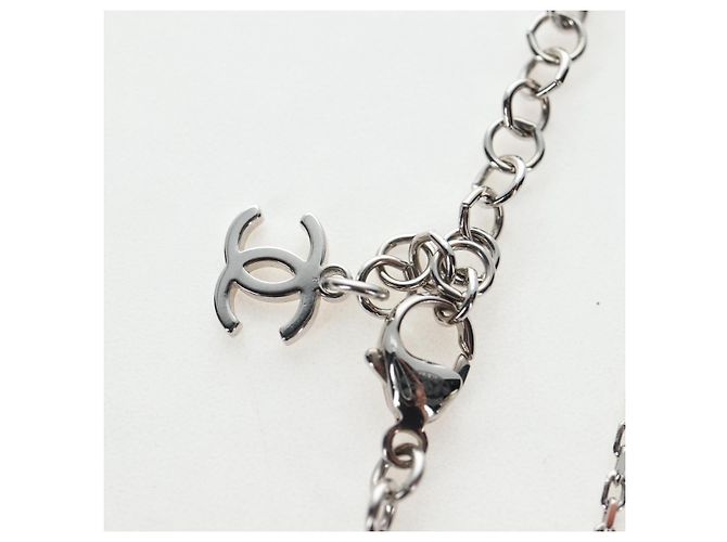 Collana CHANEL COCO Metallo Argento CC Auth 196476SAM - vista 7