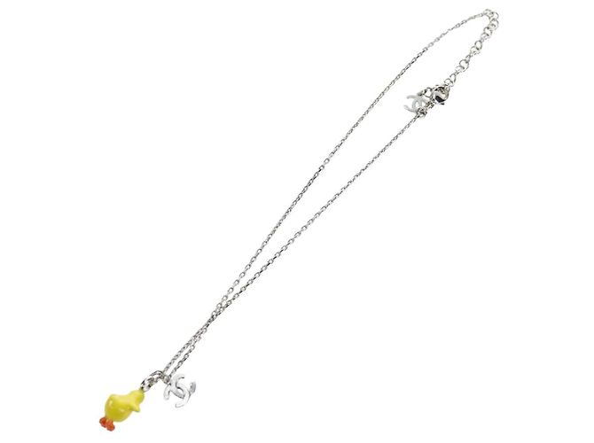 Collana CHANEL COCO Metallo Argento CC Auth 196476SAM - vista 8