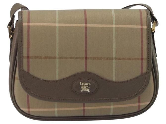 Borsa a tracolla Burberrys Nova Check Canvas Beige Tono Oro Auth BA14931A - vista 13