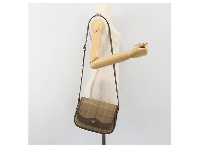 Borsa a tracolla Burberrys Nova Check Canvas Beige Tono Oro Auth BA14931A - vista 21