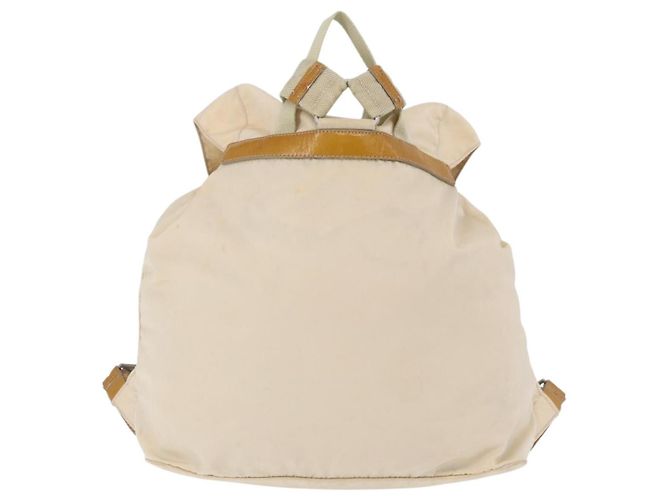 Zaino PRADA Nylon Beige Silver Auth 195170 Argento - vista 2