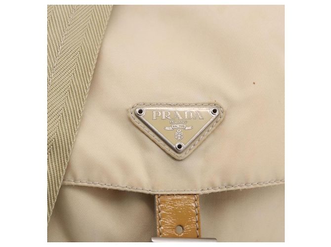 Zaino PRADA Nylon Beige Silver Auth 195170 Argento - vista 21