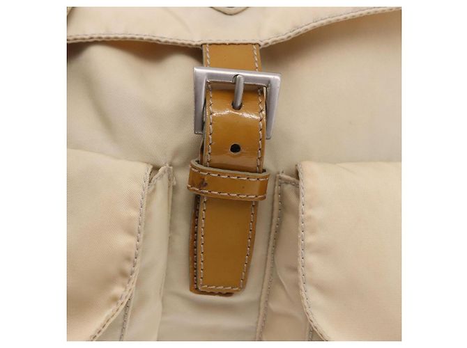 Zaino PRADA Nylon Beige Silver Auth 195170 Argento - vista 22