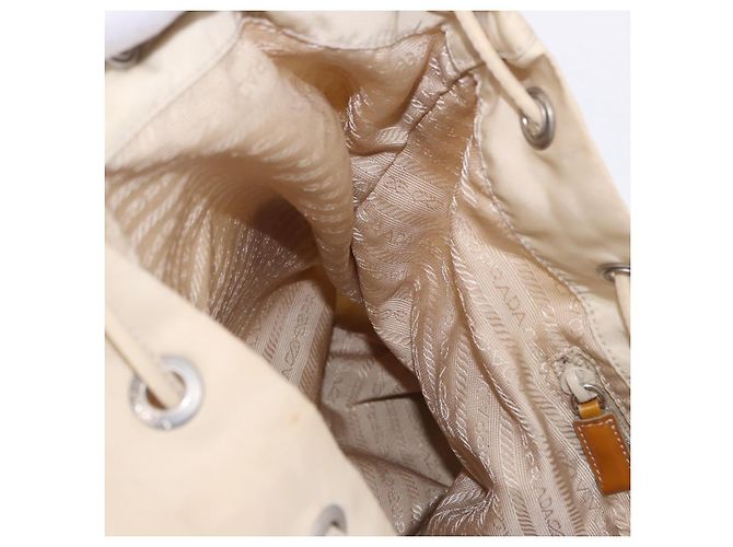 Zaino PRADA Nylon Beige Silver Auth 195170 Argento - vista 27
