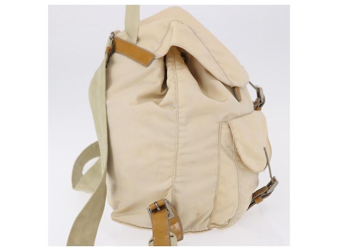 Zaino PRADA Nylon Beige Silver Auth 195170 Argento - vista 4