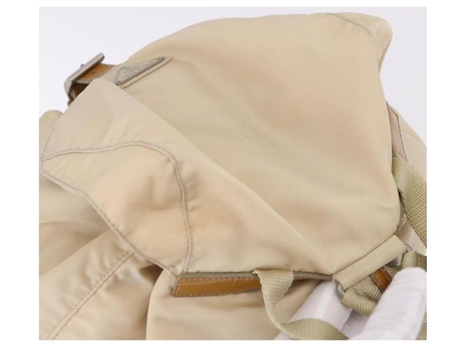 Zaino PRADA Nylon Beige Silver Auth 195170 Argento - vista 8