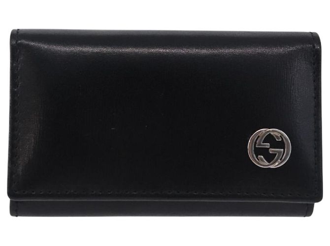 GUCCI Interlocking Key Case Leather Black Silver 115225 Auth am12352V Silvery - view 13