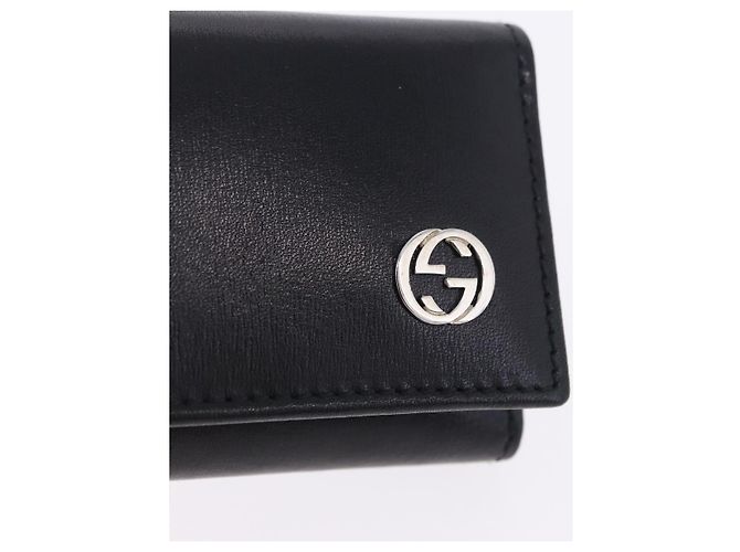GUCCI Interlocking Key Case Leather Black Silver 115225 Auth am12352V Silvery - view 17