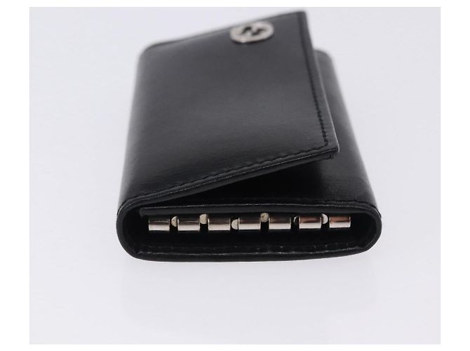 GUCCI Interlocking Key Case Leather Black Silver 115225 Auth am12352V Silvery - view 4