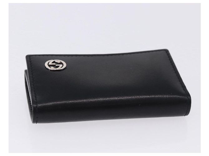 GUCCI Interlocking Key Case Leather Black Silver 115225 Auth am12352V Silvery - view 5